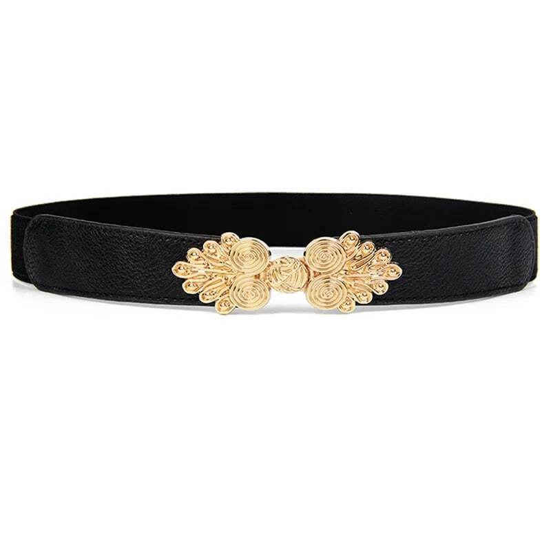 Cinturón elástico con hebilla dorada para mujer, cinturillas elásticas finas, diseño sólido, accesorios de ropa para mujer, moda Vintage