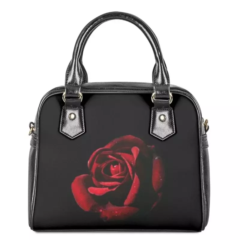 Bolso De cuero PU con estampado 3D De flores para mujer, bolsa De hombro De Lujo, Rosa gótica, grande