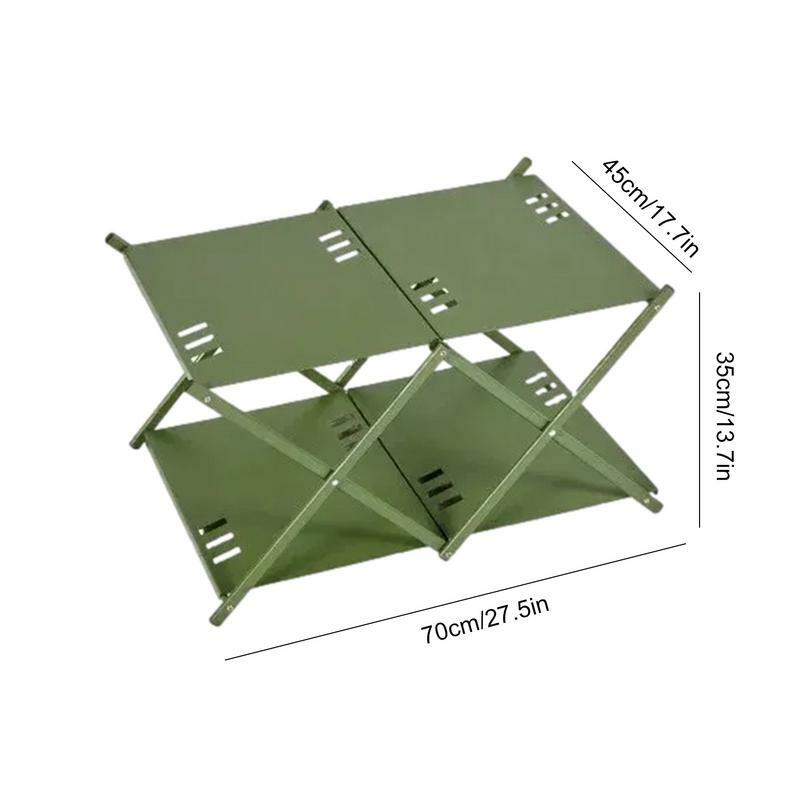 Folding Camp Table Storage Rack Outdoor Camping Table 2 Layers Storage Shelf Aluminum Alloy Camp Table Foldable Table Portable