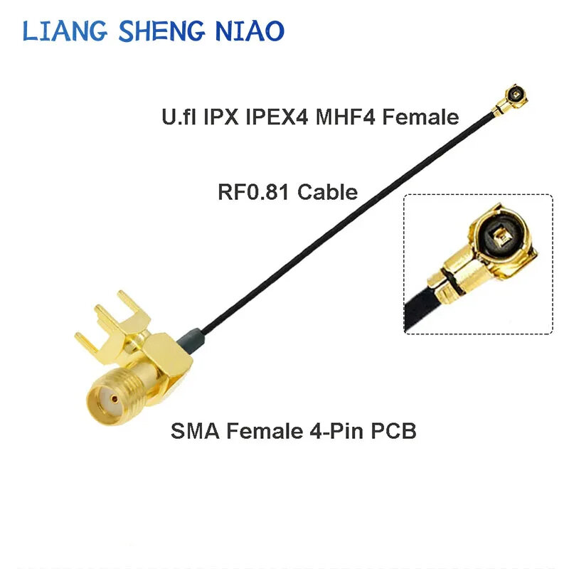 Wifi antena cabo de extensão, ipx ipex1/ipex4 mhf4 fêmea para rp-sma/sma, 4 pin ângulo direito pcb pigtail, 1 parte