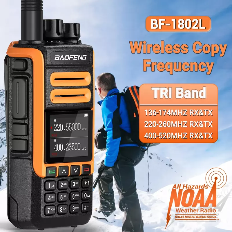 BAOFENG BF-1802L Walkie Talkie daleki zasięg potężny uchwyt walkie-talkie bezprzewodowej częstotliwości kopiowania NOAA pogody dwukierunkowe Radio