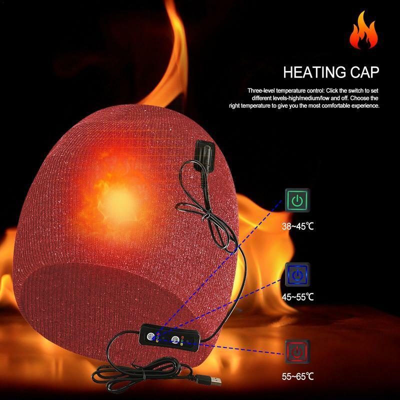 Heated Hat Electric Warm Rechargeable Winter Heat Beanie USB Charging Heated Hat For Men Women Unisex For Outdoor Sports Skiing