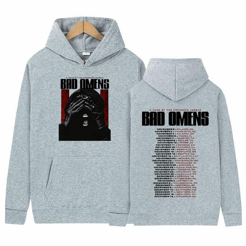 Retro Rock Bad Omen eine Tour durch die Beton Dschungel Tour Musik Hoodie Männer Frauen Hip Hop Gothic Pullover Sweatshirt y2k Streetwear