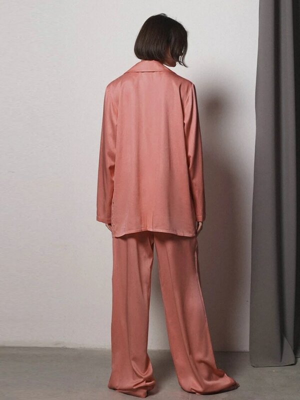 Marthaqiqi-Conjunto de pijama de manga larga para mujer, con cuello vuelto Sexy ropa de dormir, pantalones de pierna ancha, informal, Primavera