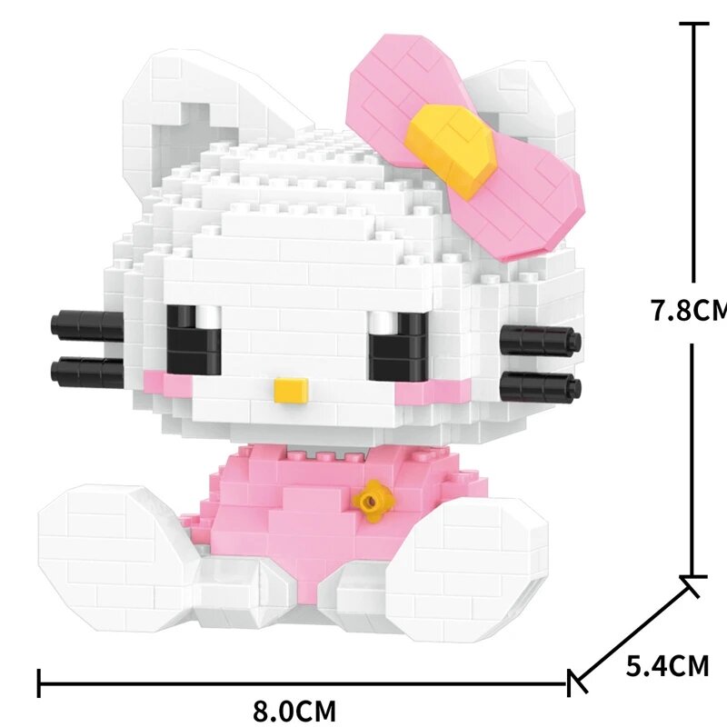 Sanrio-bloques de construcción de Hello Kitty para niños, My Melody, Cinnamoroll, Pompompurin, Kuromi Friends, juego de regalo de juguete