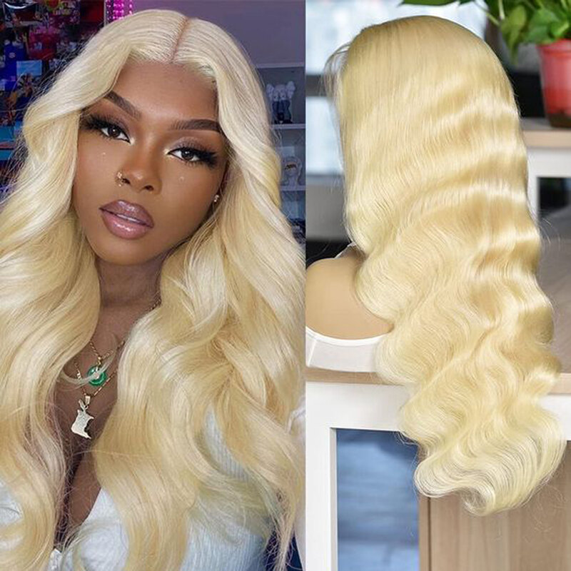 613 Blonde 100% Full Brazilian Body Wave HD Transparent 13x6 Lace Frontal Human Hair Wigs 40 Inch Glueless Preplucked For Women