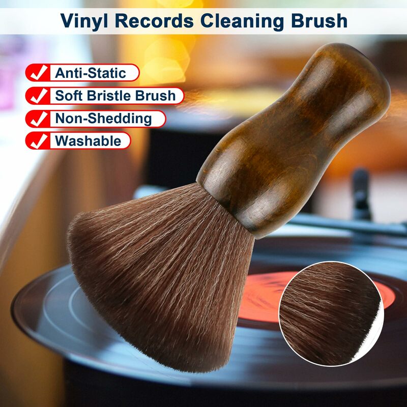 Limpiador de discos de vinilo, cepillo Antiestático de limpieza de polvo para álbumes de vinilo, Cartucho de CD LP/teclado/lente de cámara