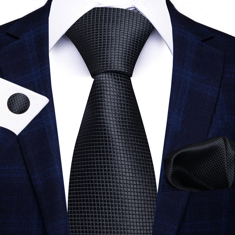 Cravatta di seta per uomo lussuosa vendita calda cravatta fazzoletto da taschino Set di gemelli cravatta accessori di abbigliamento giorno commemorativo a pois