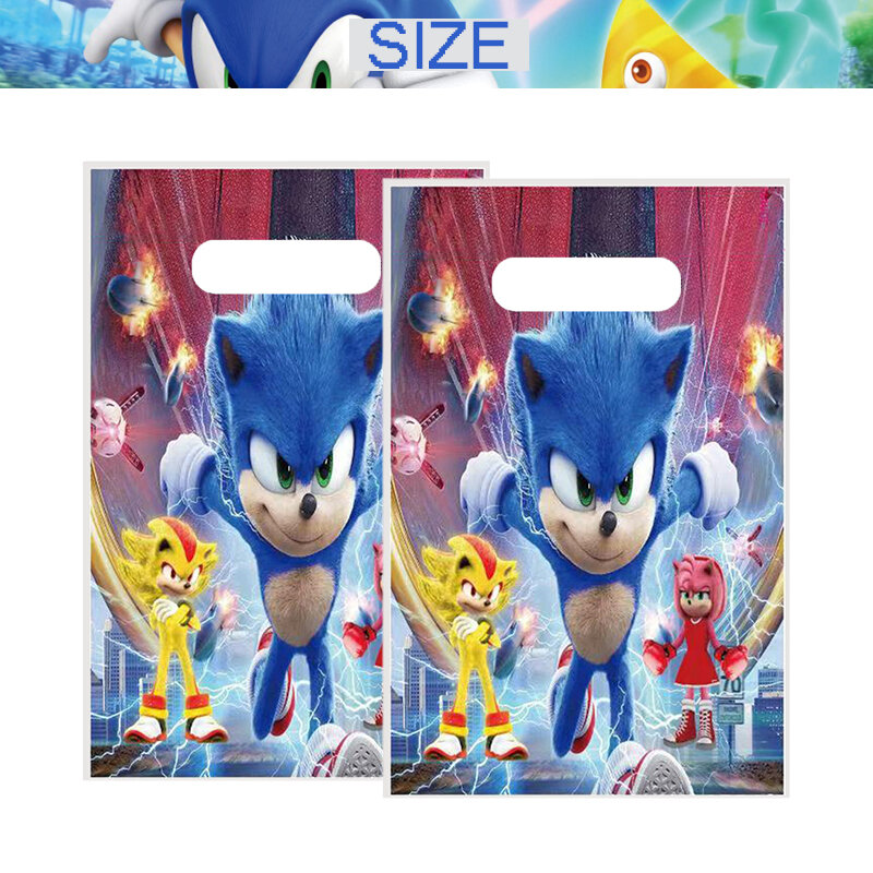 Kit Sonic Party Supplies Boys Birthday Party Paper Tableware Set Paper Plate Cup Napkins Baby Shower Decorations Sonic Gift Bags