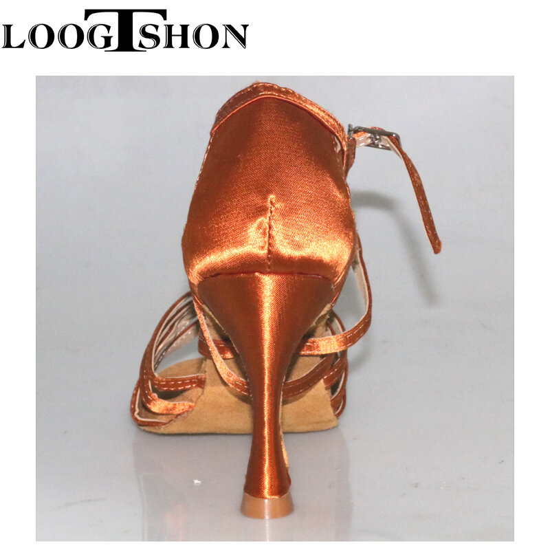 Loogtshon 새로운 스타일의 라틴 댄스 신발, 살사 숙녀 새틴 소프트 솔 패션 댄스 샌들, 무도회 신발, 7.5-10cm 힐, 2024