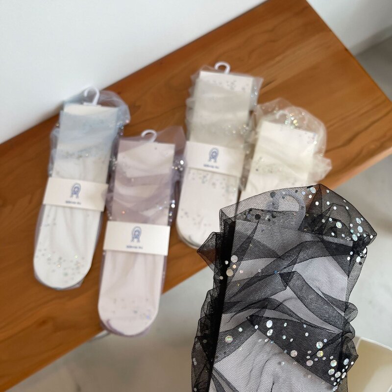 Японские модные блестящие милые тонкие носки, летние сетчатые дышащие носки до середины икры, женские прозрачные носки JK