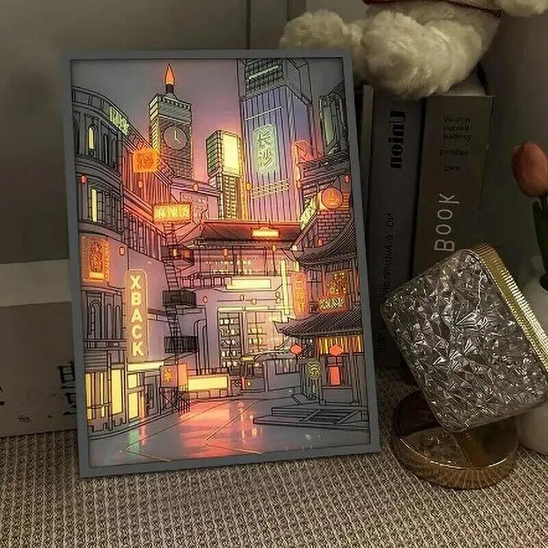 City Lighted Paintings Wall Art Fascinating Light And Shadow Wall Art Canvas Prints Wall Aesthetic Room Decor Bedroom Decoration