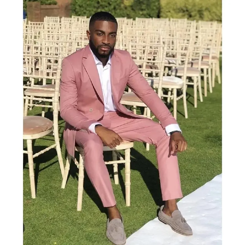 Traje de padrino de boda para hombre, esmoquin Formal de 2 piezas, color rosa, a la última moda, 2024