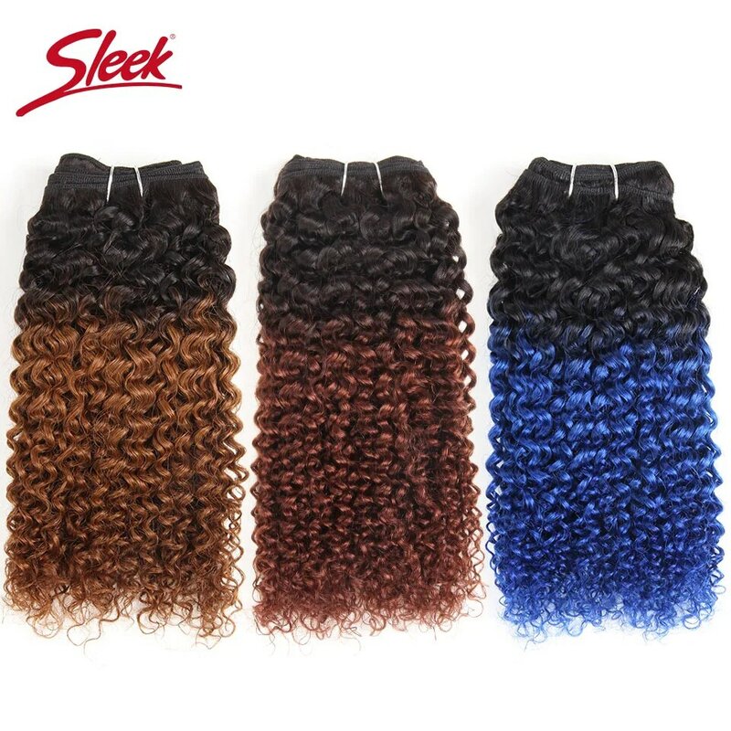 Sleek Afro Kinky Weave Ombre T1b/Ungu T1B/99J T1b/Biru T1B/99J Double Drawn Remy Mongolia Human Hair Bunldes