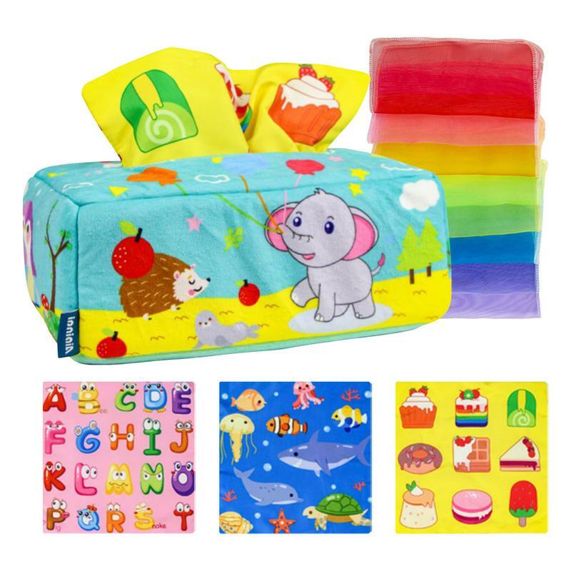 Sensory Tissue Toys Newborn Animal Tissue Sensory Box Toy Color Recognition Preschool Learning Toy For Travel Home Camping And
