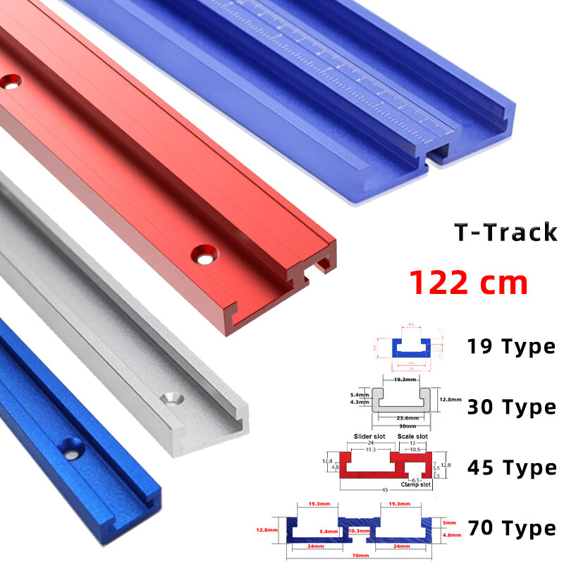 Aluminum Alloy 1220MM T-Track 122CM chute For Woodworking 19/30/45/70 Type Track and slot Miter Universal  Carpenter DIY Tool