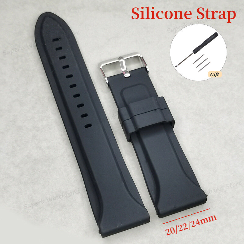 Gelang jam silikon untuk Seiko, 20 22 24mm silikon tahan debu lembut tali gelang tahan air olahraga untuk JAM Huawei GT2/3 gelang karet