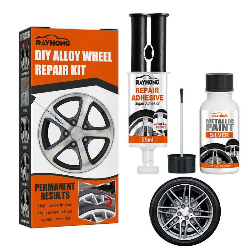 Wheel Repair Adhesive Kit Effective Alloy Wheel Repair Kit Silver Wheel Paint Fix Curb And Paint Rim Surface