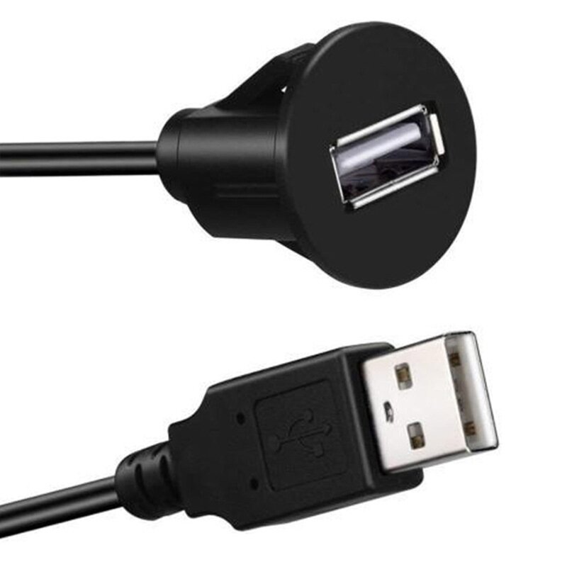 Kabel z gniazdem 1M USB2.0 Przedłużacz samochodowy do montażu podtynkowego Panel deski rozdzielczej Linia audio