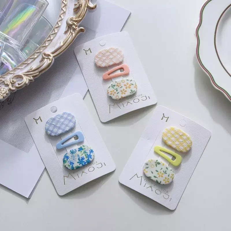 Mini horquillas ovaladas florales coreanas para niñas pequeñas, 3 piezas, pinza lateral, Clip para flequillo, artículos baratos para bebés