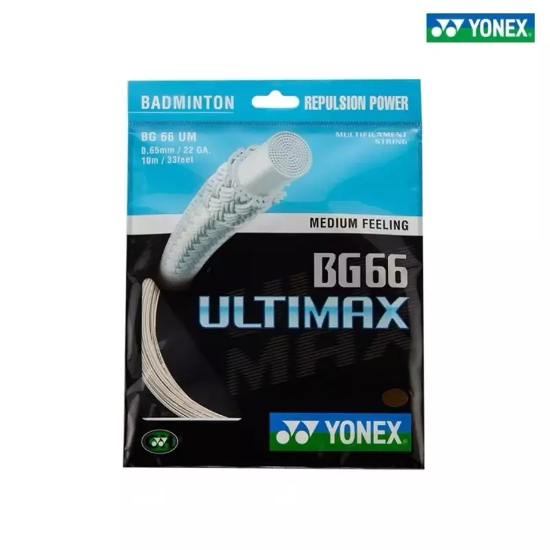 YONEX żyłka do badmintona BG66 Ultimax (0.65mm) wytrzymałość do treningu gry w badmintona żyłka do badmintona