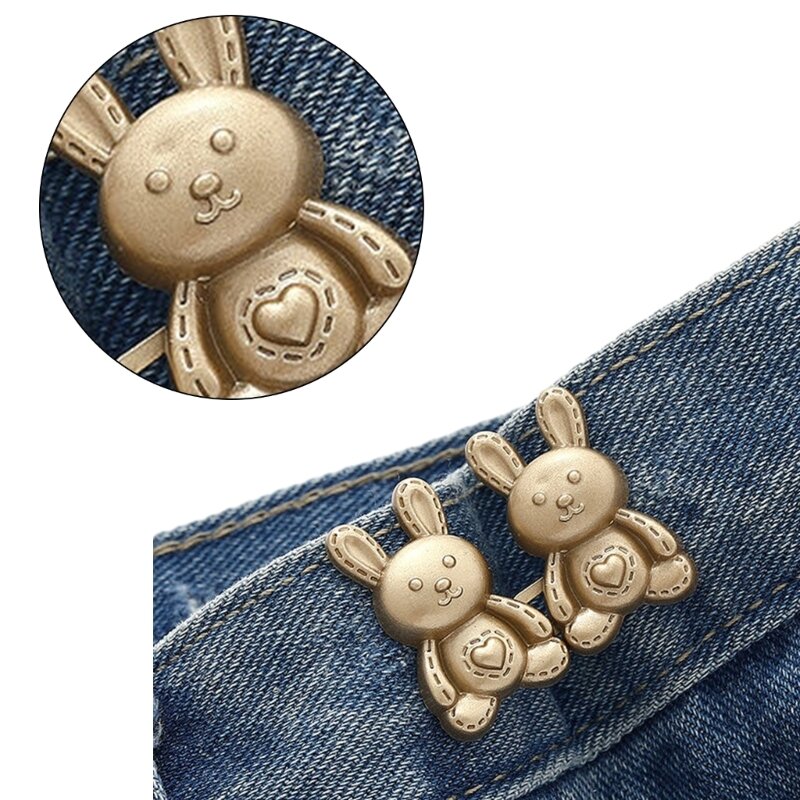 Botão instantâneo botão jean coelho calça pino botão jeans fivela cintura ajustável apertar botão cintura sem costura