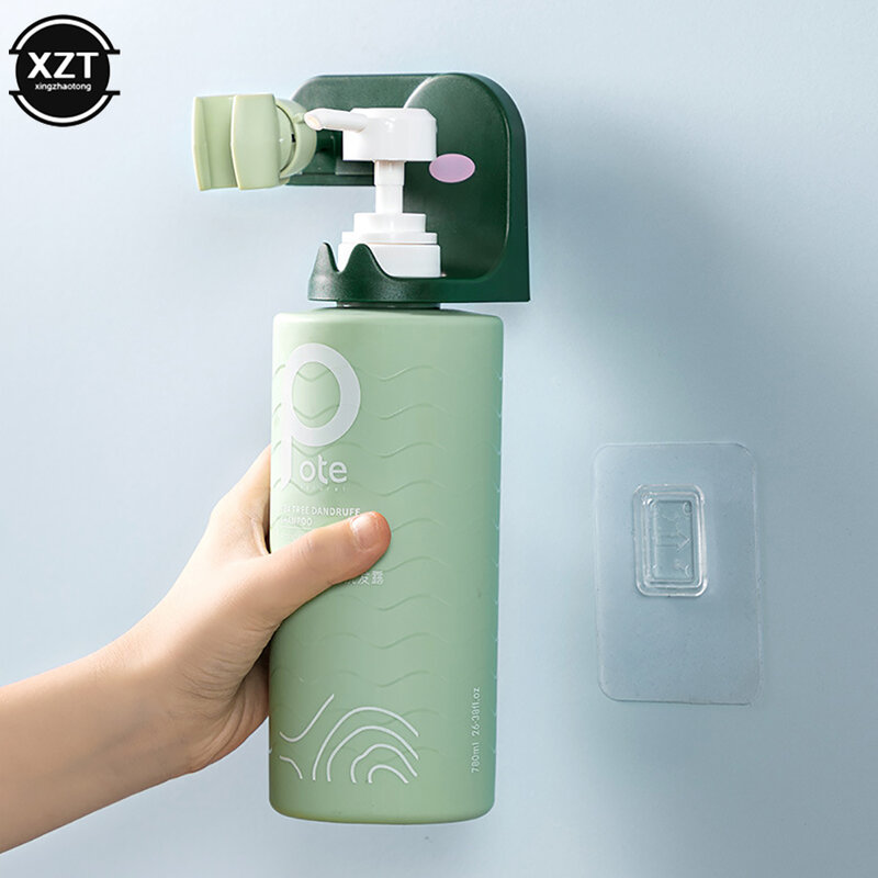 Mais novo fixado na parede do chuveiro titular com dispensador de sabão garrafa cabide adesivo rotatable sprinkler rack de armazenamento do banheiro ferramenta