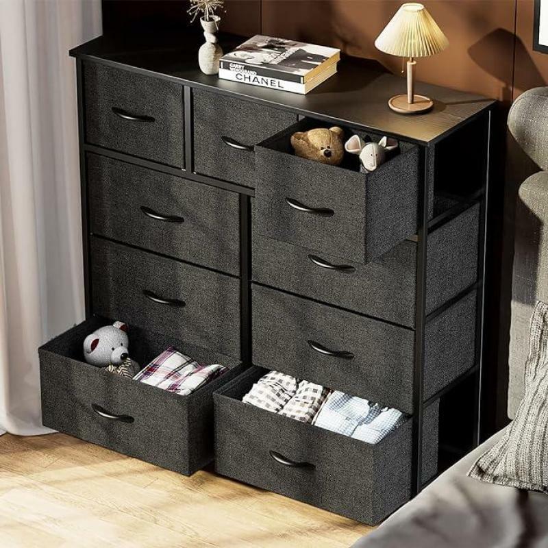 #Fabric Storage Tower for Bedroom, Hallway, Entryway, Closet, Tall Chest Organizer Unit with Fabric Bins, Steel Frame,