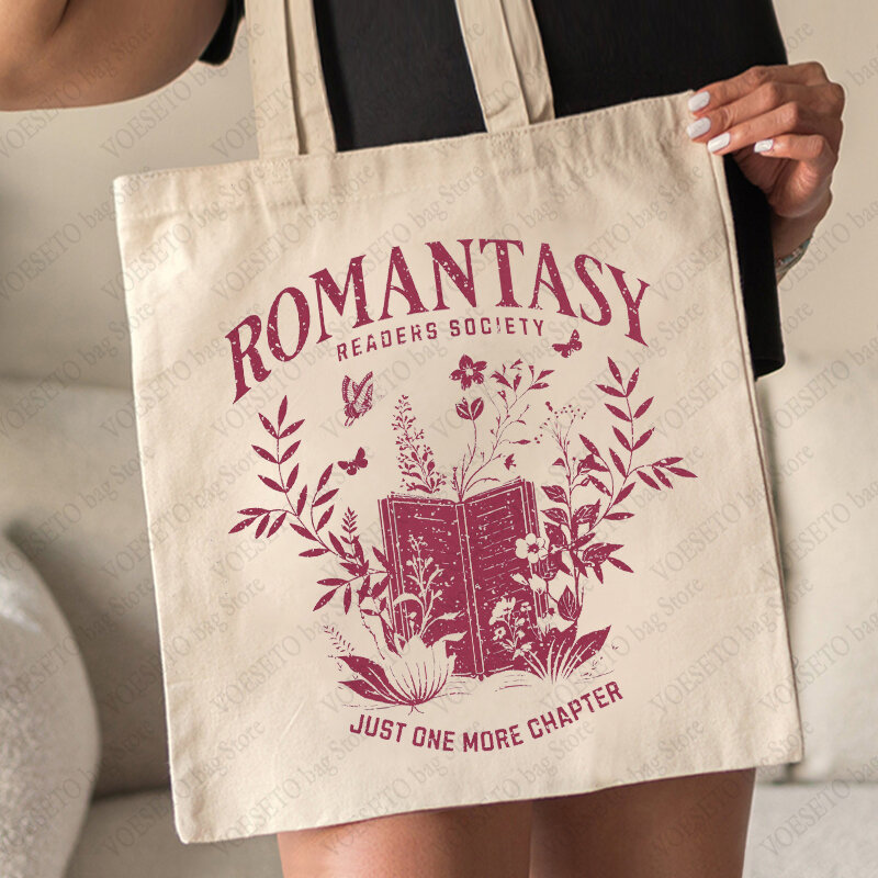 Romantasy กระเป๋าผ้าแคนวาส, กระเป๋าช้อปปิ้งเดินทางประจำวันของขวัญที่ดีที่สุดสำหรับผู้อ่านกระเป๋าสะพายไหล่พับทันสมัย
