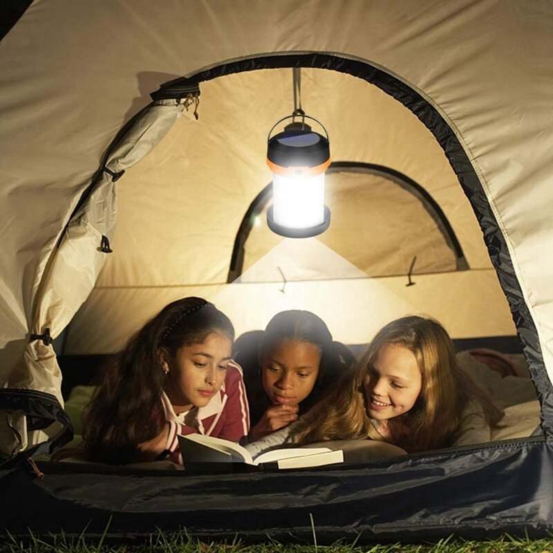USB 접이식 태양열 LED 캠핑 랜턴, 휴대용 충전식, 하이킹 캠핑 텐트, 사냥용 AT35