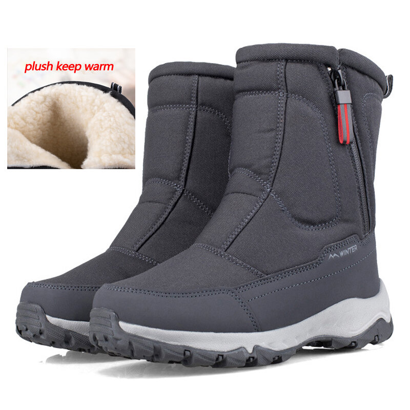 Botas de nieve cálidas para hombre y mujer, zapatos de felpa gruesa, de algodón, a media pantorrilla, para invierno, 2023