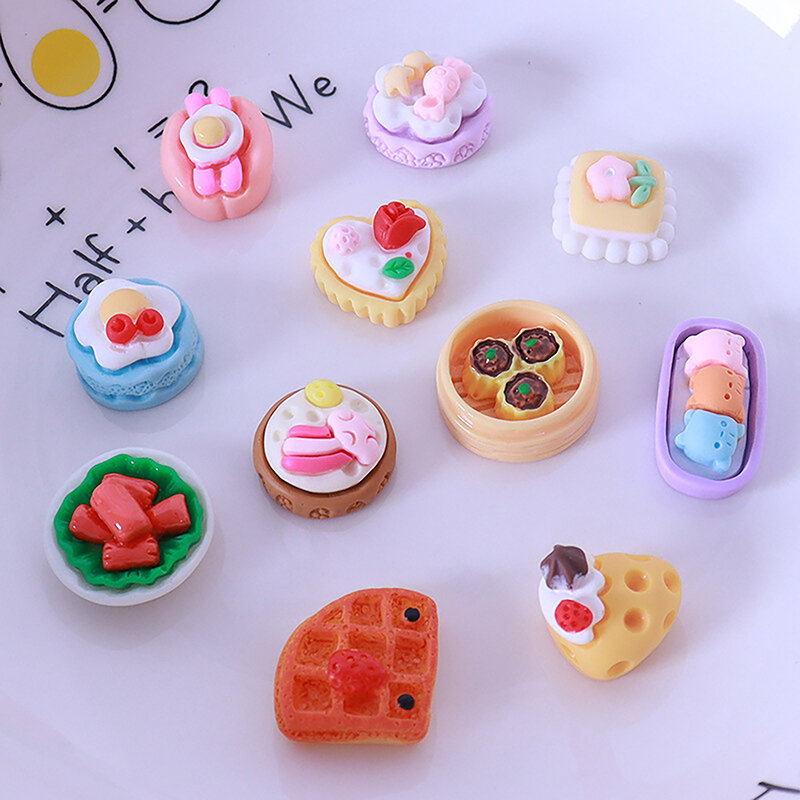 10 szt. Żywiczny domek dla lalek Mini zabawki w kształcie jedzenia 1:12 do dekoracji kuchni/akcesoria do domku dla lalek na 1:6 skalę dla dzieci udają zabawkę