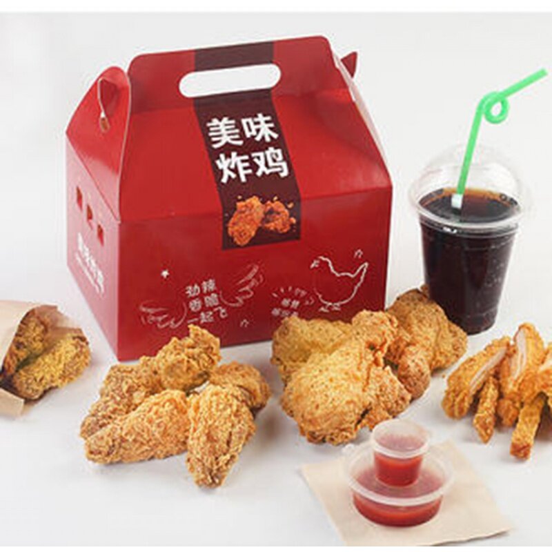 Caixas de embalagem descartáveis Take Away Fried Chicken, Embalagem Burger Box, Produto personalizado