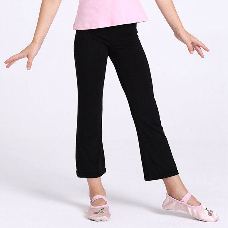 3-14Y Kids Girls Leggings Stretchy Loose Big Flared Trousers Teenage Pants for Children's Dancing Pants