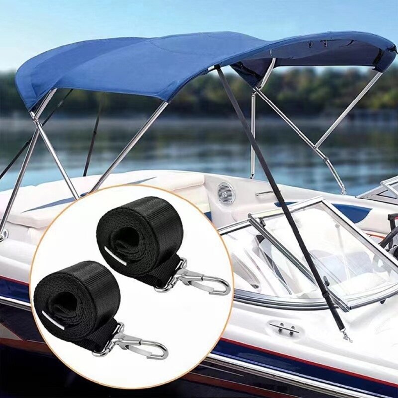 Weatherproof Bimini Boat Top Awning Straps Marine Webbing Strap Adjustable with Loop Stainless Steel Snap Hooks for Canopy Canoe