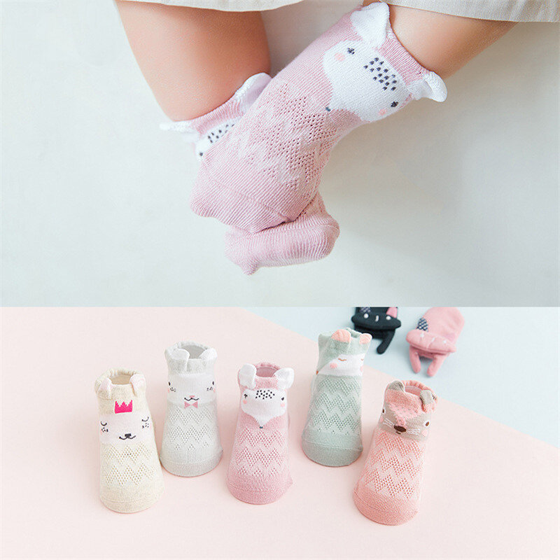 5 Pairs/lot Mesh Socks for Newborns Baby Cute Cartoon Socks for Girls Thin Soft Cotton Boy Child Socks Infants Summer