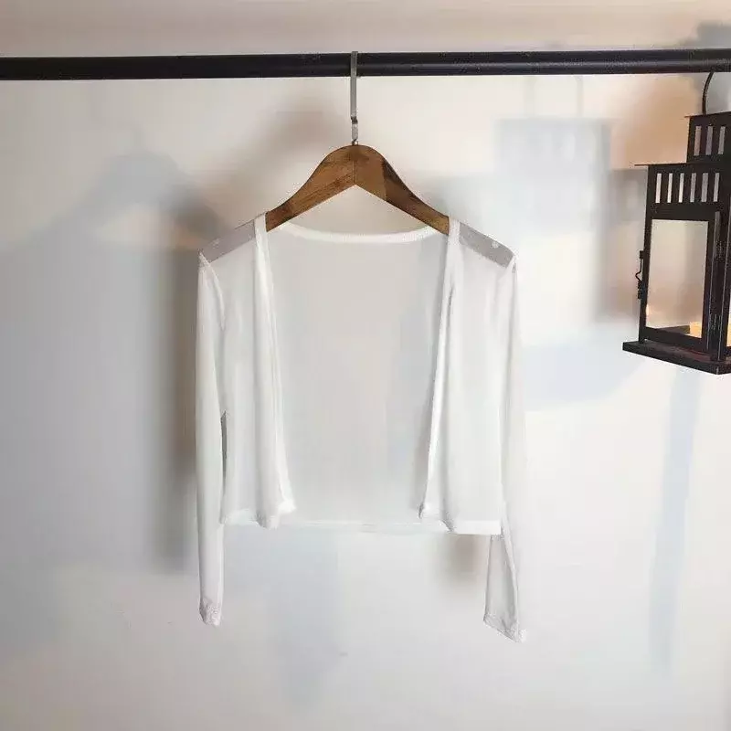 4 colors White Cropped Cardigan Short Mesh Open Stitch Women Cardigans Lightweight Crop Top Soft Breathable Beach Cover Ups 2024