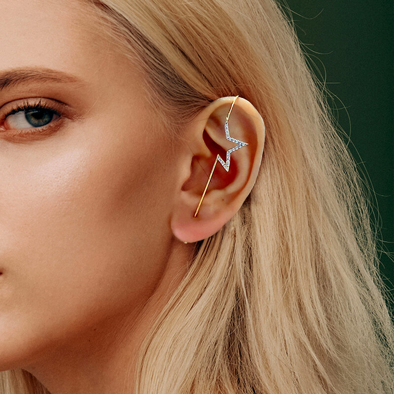 Najnowsze przyloty wyjątkowa biżuteria 1 sztuk kolczyk kobiety geometria Ear Pin projekt linii wokół kolczyki cyrkon akcesoria ślubne
