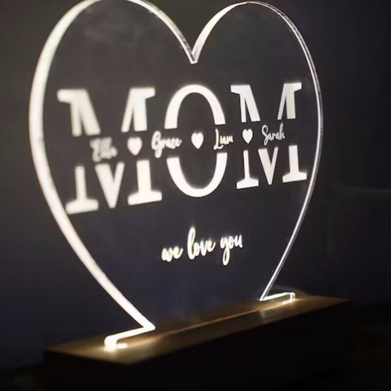 Personalized 3D Night Light Customized Text for Mother's Day 3D Nightlight Gifts for Mom Gift for Mommy Mother's Day Gift 2024