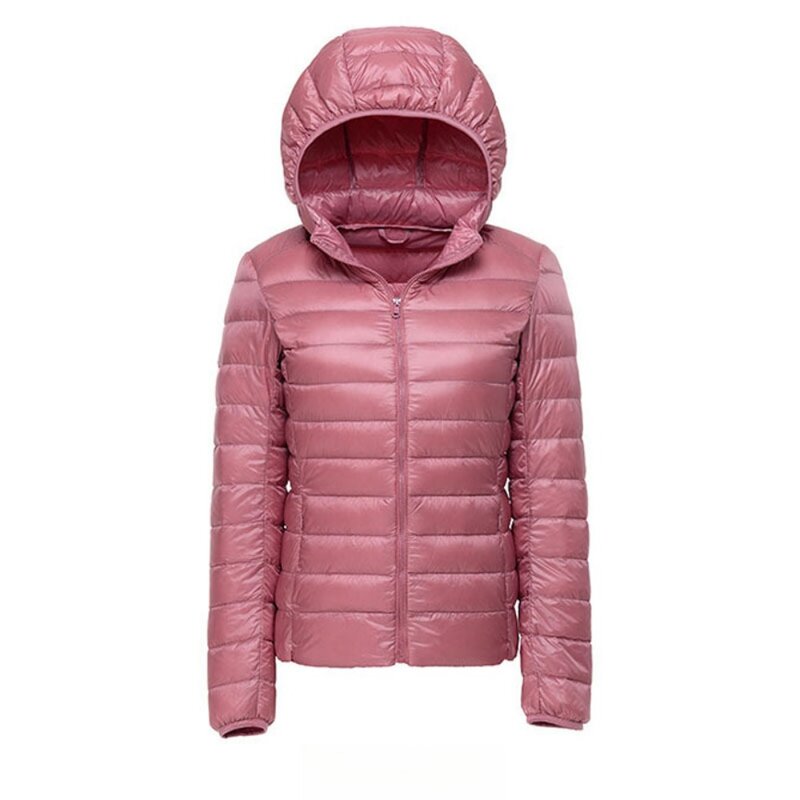Jesienne zimowe ocieplane kurtki dla kobiet 2023 ultralekkie cienkie 90% białe, kurtki z puchu kaczego utrzymać ciepło kurtka pikowana płaszcz puchowy z kapturem