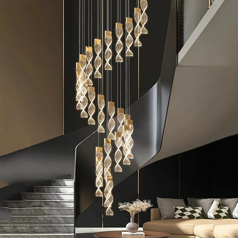 Luces led de decoración moderna para el hogar, lámparas colgantes para escalera, candelabros para sala de estar, iluminación interior