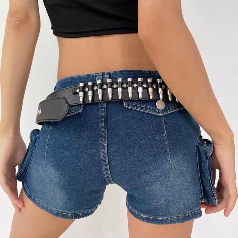 Cintura con rivetti a perline quadrate cintura a piramide in metallo uomo donna Hardware Punk Jeans fibbia in lega Jeans accessori decorativi cintura