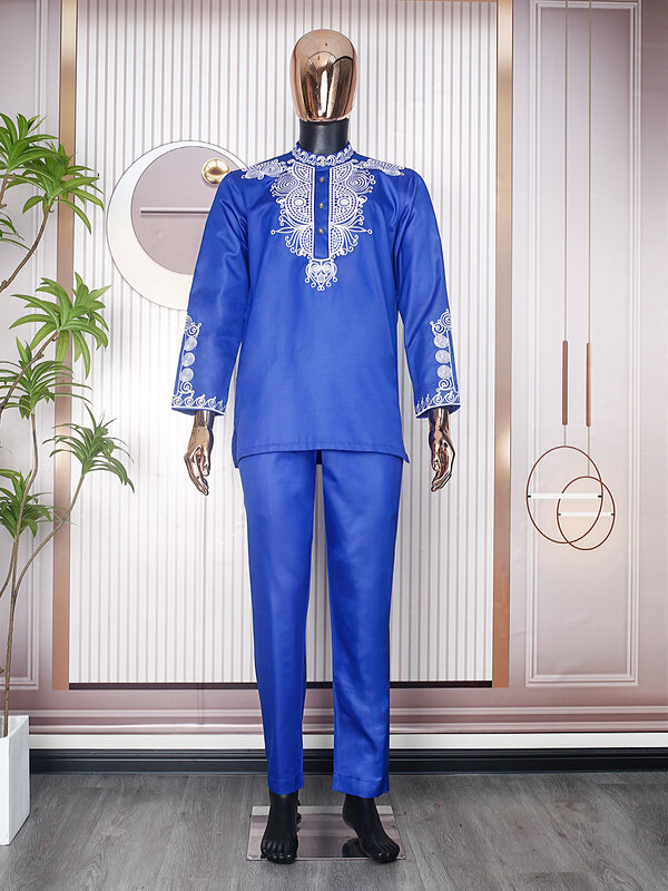 Комплект одежды для мужчин из 2 предметов H & D Дашики, африканская мужская одежда 2022, богатая африканская одежда для мужчин, рубашка с брюками Дашики