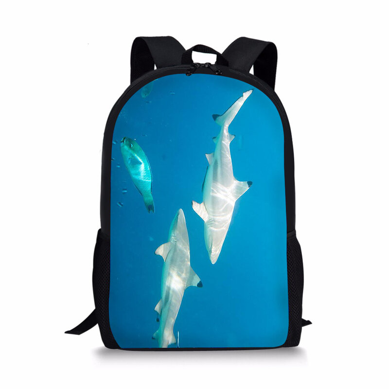 Tas sekolah anak-anak perempuan laki-laki 16 inci ransel motif 3D hiu anak tas buku siswa tas sekolah anak-anak anak perempuan lucu kantung A Dos