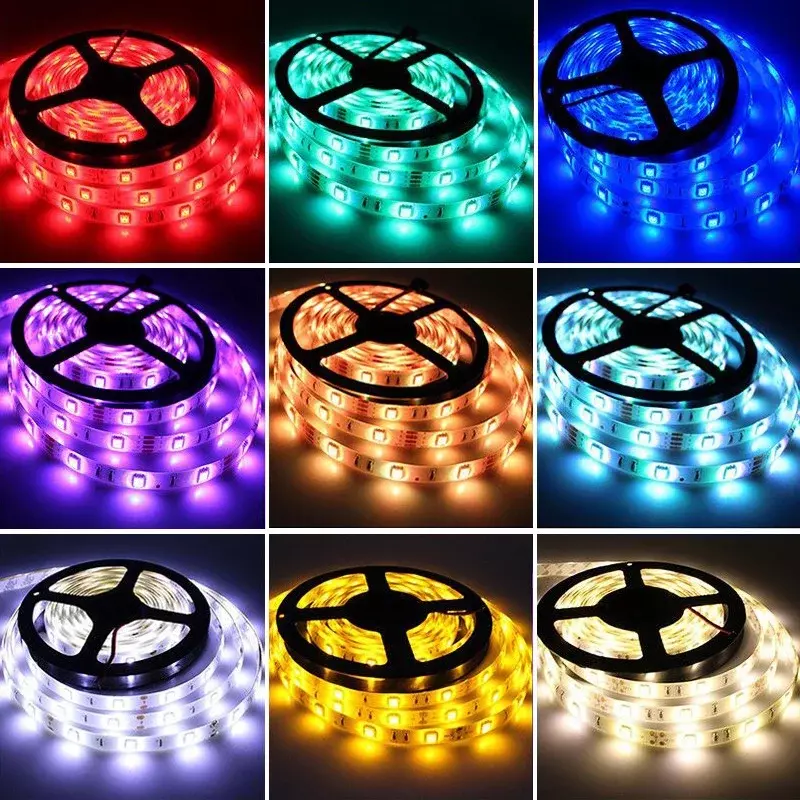 Bande Lumineuse LED RGB 5050, Bluetooth, Wifi, 1-30m, USB, Flexible, Diode, Ruban, pour Décoration de Chambre