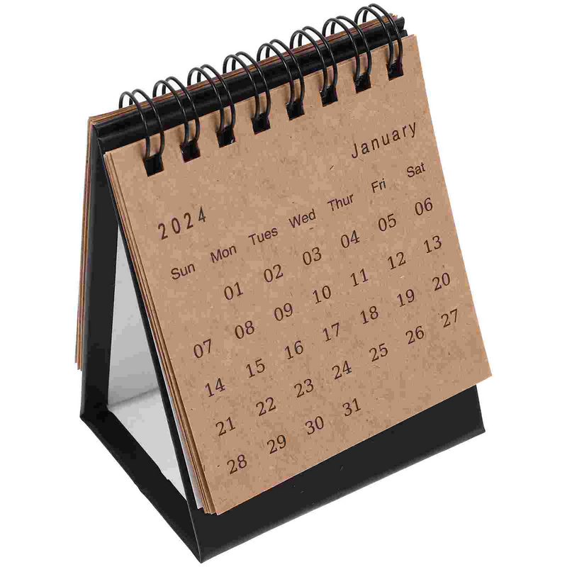 Kalender Mini 2024 meja, kalender Dekorasi kecil meja kalender bahasa Inggris ornamen meja