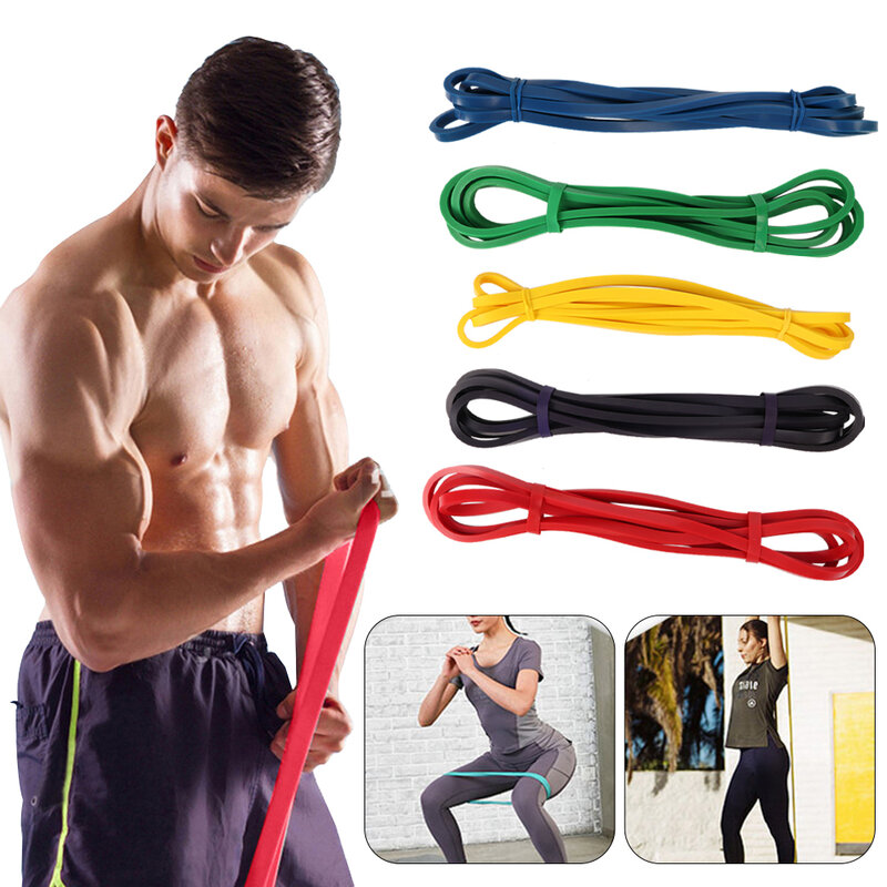 1 buah pita resistensi lateks kebugaran, karet gelang resistensi kekuatan elastis untuk olahraga Yoga Pilates, pita Loop kekuatan elastis untuk Gym