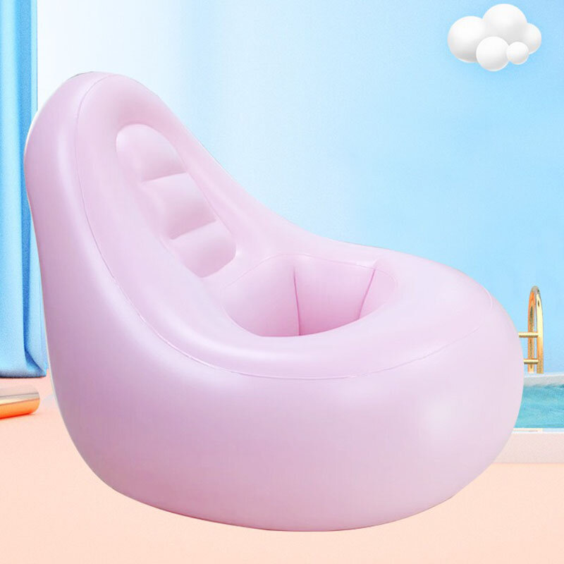 Sofá inflable de PVC de ocio para interiores y exteriores, silla portátil de playa, Camping, piscina, con agujeros, color rosa