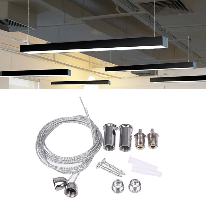 Juego de cables de acero de alta calidad para elevación de varias luces de Panel, accesorios de iluminación de oficina, 2 cables, 1m