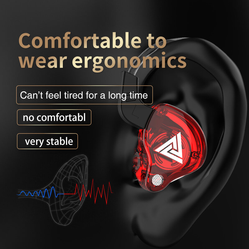 Original QKZ AK6 HiFi Wired EarphoneRace Sport Headphone Bass Stereo Noise Reduction Headset MusicEarbuds  In Ear With Mic